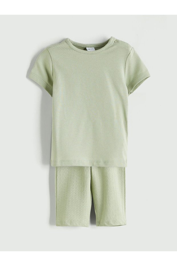 Seray New Season Crew Neck Basic Baby Girl T-Shirt and Shorts 2-Piece Set