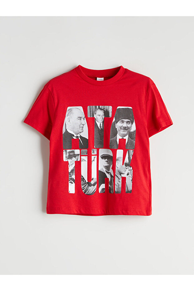 Crew Neck Ataturk Printed Boys' T-Shirt