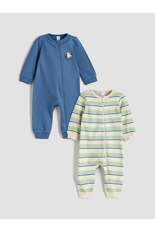 Bisiklet Yaka Uzun Kollu Erkek Bebek Tulum - 1