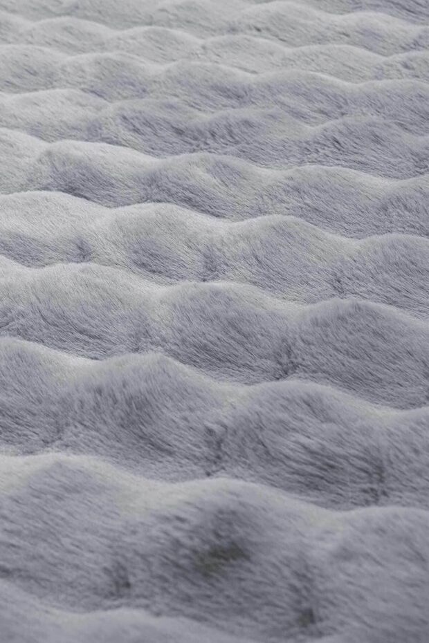 Maya Tavşan Tüyü Peluş Bubble Halı | Kaymaz Tabanlı Makinede Yıkanabilir Yumuşak Halı |Anrasit|MYA01 - 4