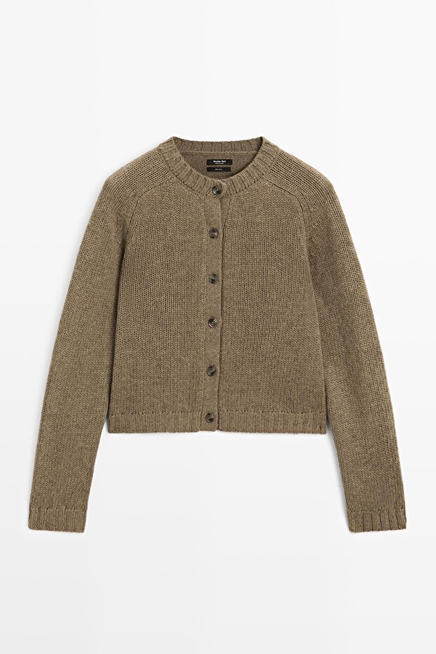 %100 yün reglan kollu triko hırka - 5