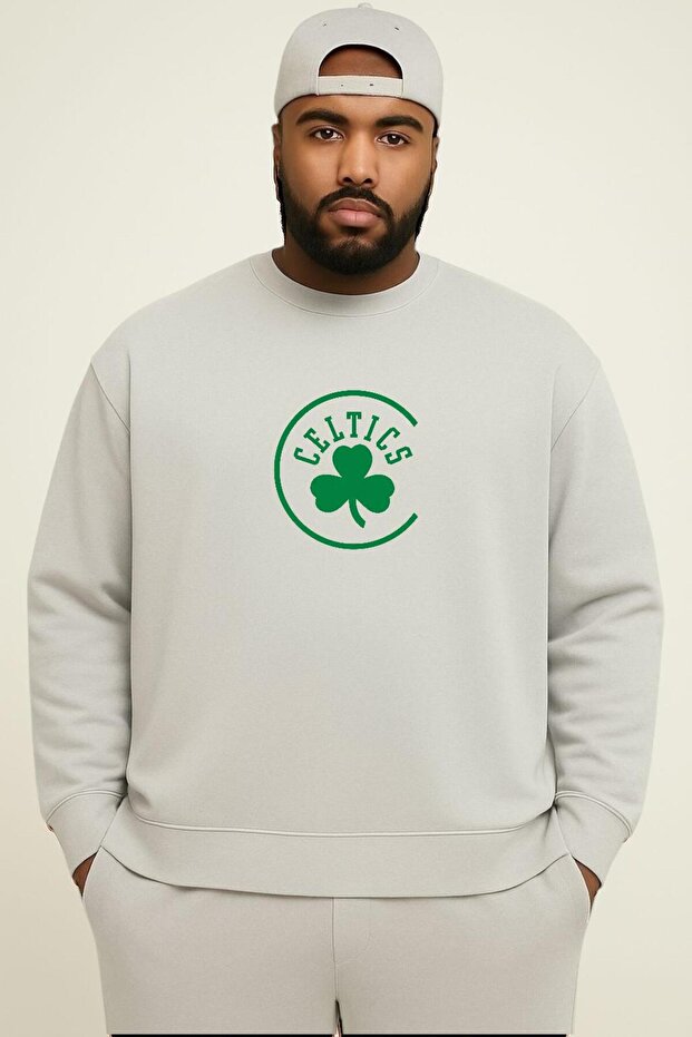 3 Yarn Combed Cotton Celtics Printed Large Size Unisex Sweatshirt