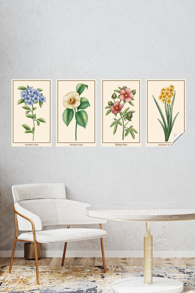Static Clingable Painting - Poster Flower (Model-46) Frame-Like Non-Adhesive Wall Decoration Decorative Painting