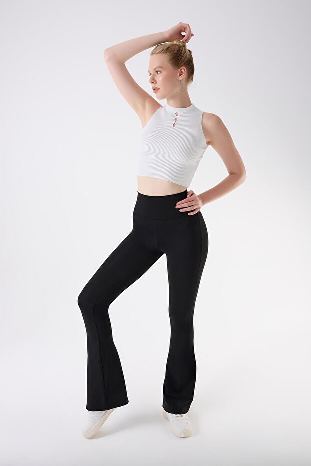 434 Black Color Recovery and Extra Stretch Effect Normal Waist Spanish Leggings