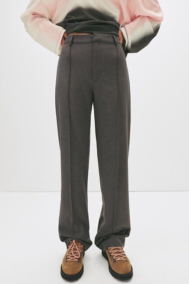 Nervürlü kumaş pantolon - 1