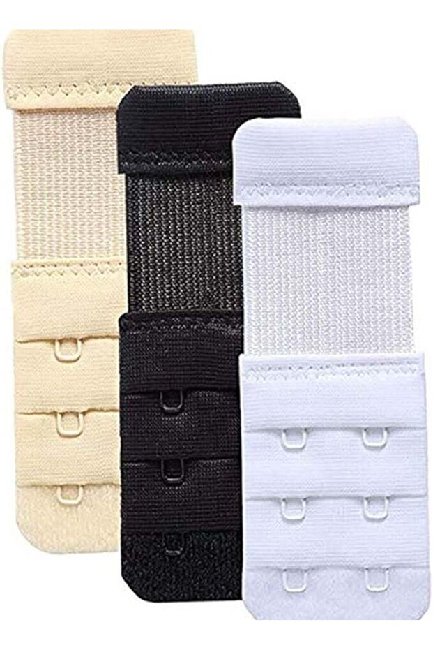 Bra Extender With Elastic Hook (3 Pieces - Black, Beige And White)