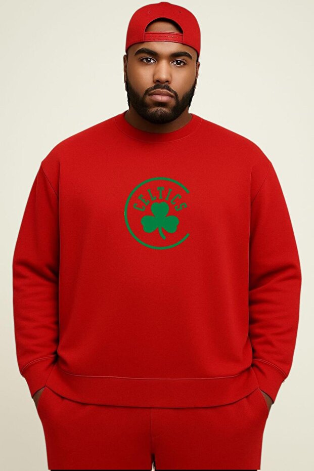 3 Yarn Combed Cotton Celtics Printed Large Size Unisex Sweatshirt