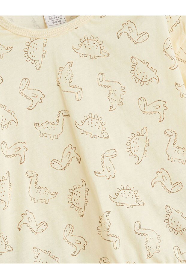 Ekru Bisiklet Yaka Erkek Bebek Pijama Takımı - 3