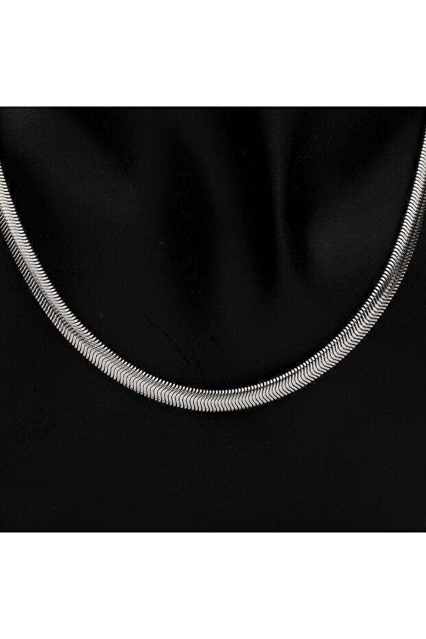 Silver Snake Flat Necklace - 2