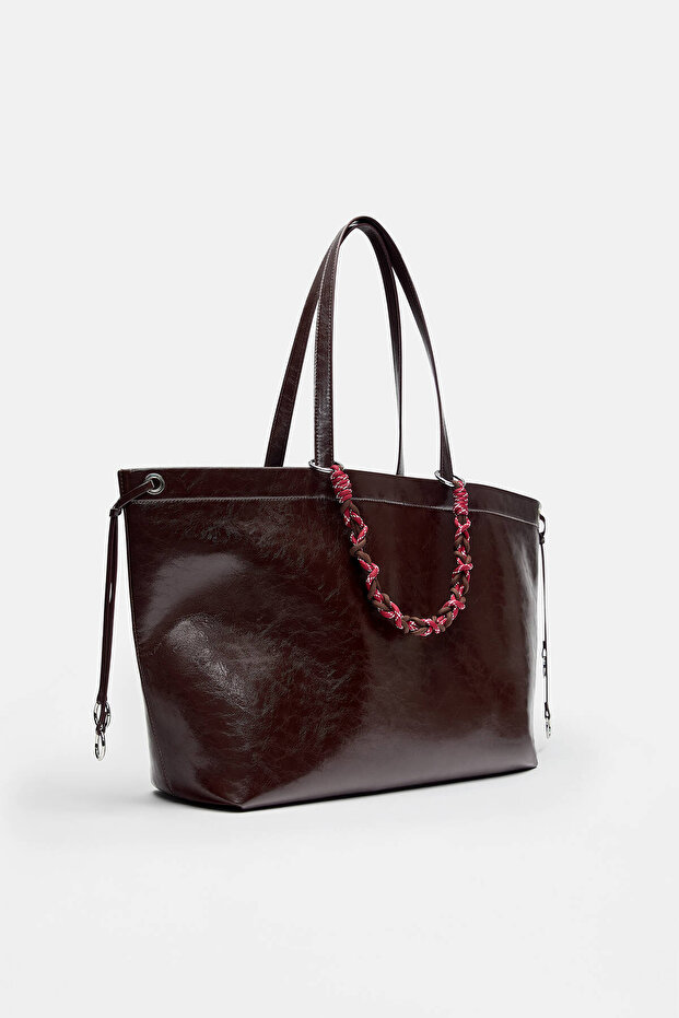 İpli shopper çanta - 4