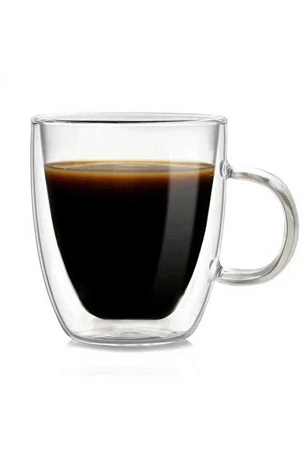 Double Layered Glass Cup with Handle 250 ml
