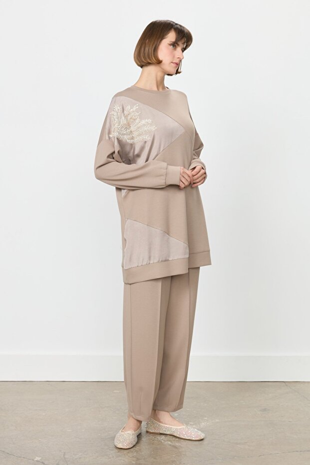 Rahat Kalıp Örme Takım Bej - 2