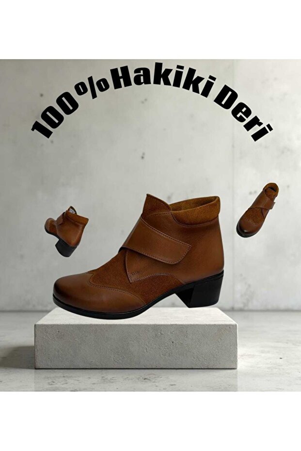 2558 Taba süet garni cilt deri bot - 1