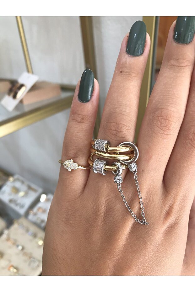 خاتم متعدد الحلقات بتصميم سلسلة - 3