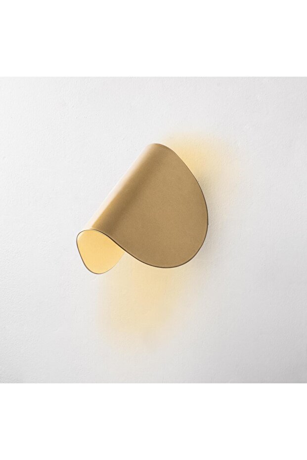 Modern Led'li Aplik Parlak Gold Ambiyans Tekli Duvar Led Aydınlatma, 3000K Sarı Işık HEYBE-13624 - 2