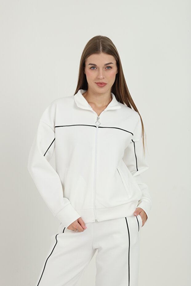 Women's Wide Leg Ribbed Scuba Oversize Tracksuit Set