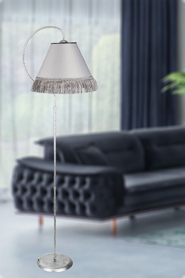 Lambader + Tekli Sarkıt -- Çise Set Siyah Gümüş Patine Abajur GRİ Şapka Bohem Tarzın Modern Hali - 8