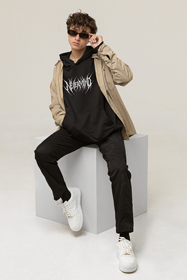 Trend Unisex Oversize Hoodie - Streetwear Printed Sweatshirt Black