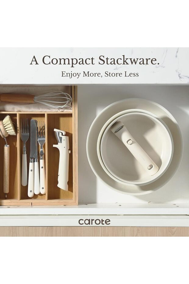 11pcs Cookware Sets, Pots and Pans Set Non Stick, Oven Safe, Space Saving Pots Set, Induction - 3