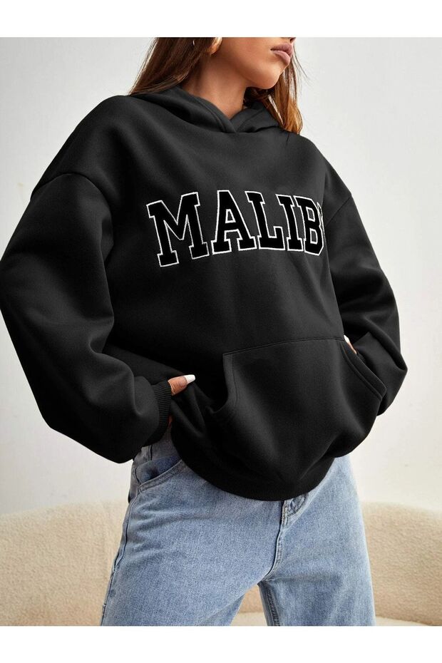 3 Thread Women's Malibu Print Oversize Hooded Sweatshirt