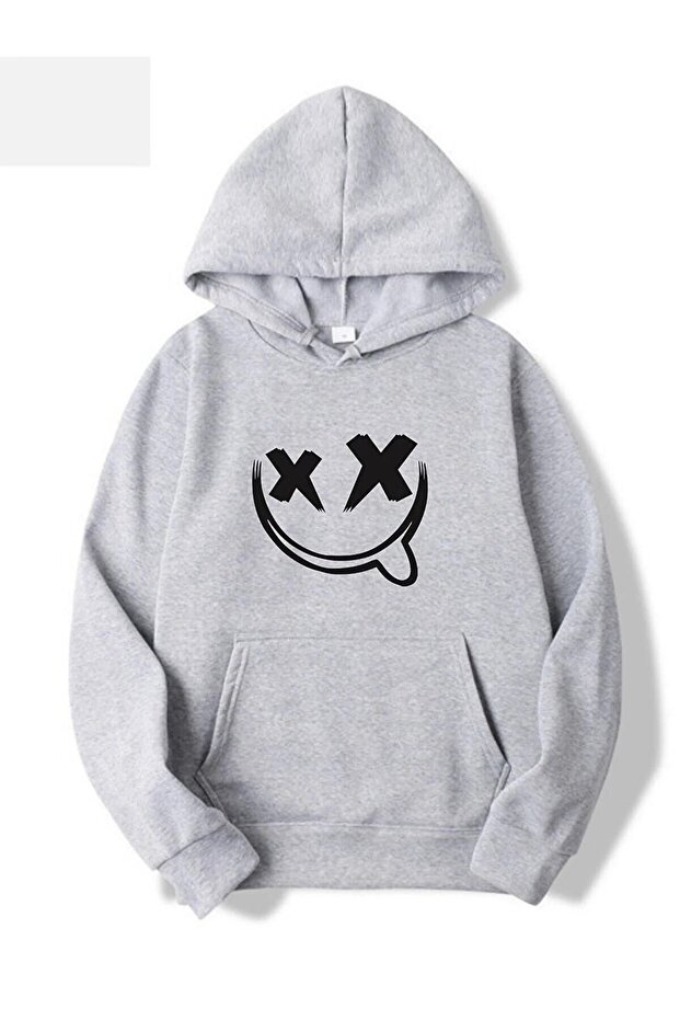 Unisex Hooded Oversize Crossed Face Sweatshirt