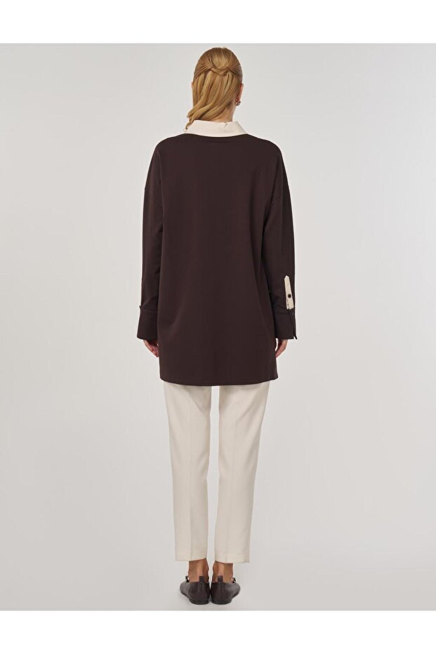 Manşet Detaylı Tunik Koyu Kahve - 6