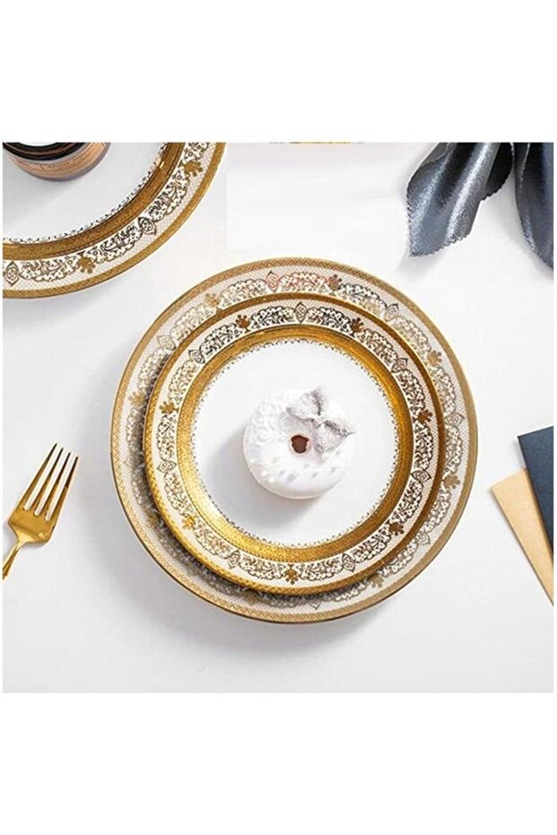 طقم أطباق عشاء سيراميكية مسطحة مكون من قطعتين، أدوات مائدة ريفية عصرية للمطبخ مصنوعة من البورسلين - 4