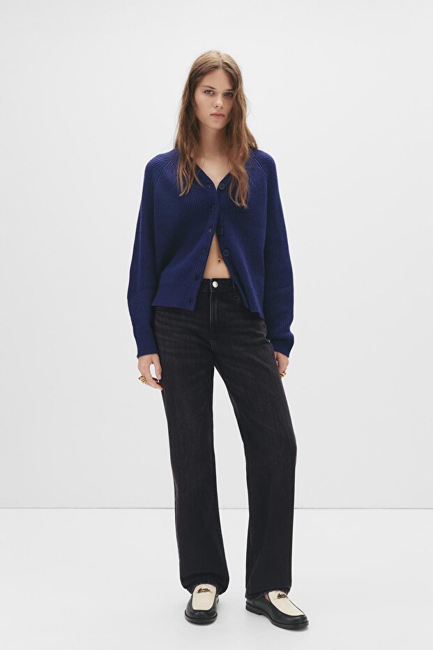 Düz kesim orta bel jean - 1