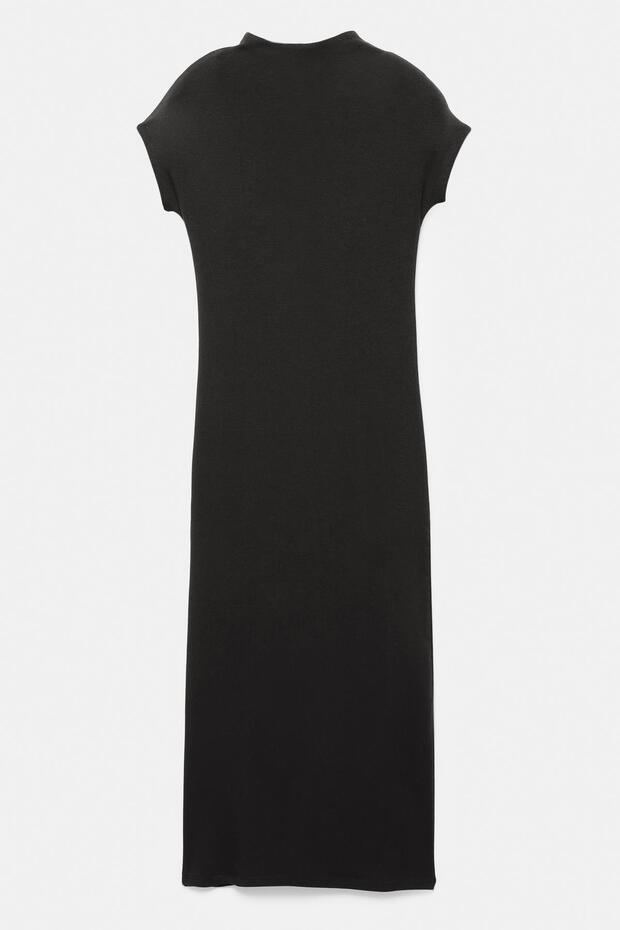 Dik yakalı midi elbise - 6