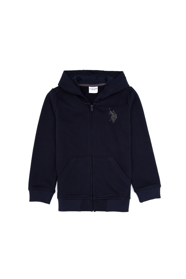 Boy's Light Navy Blue Zippered Hooded Sweatshirt 50316706-Vr059