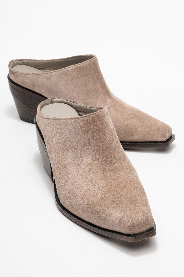 Devina women's genuine leather western slippers mink suede