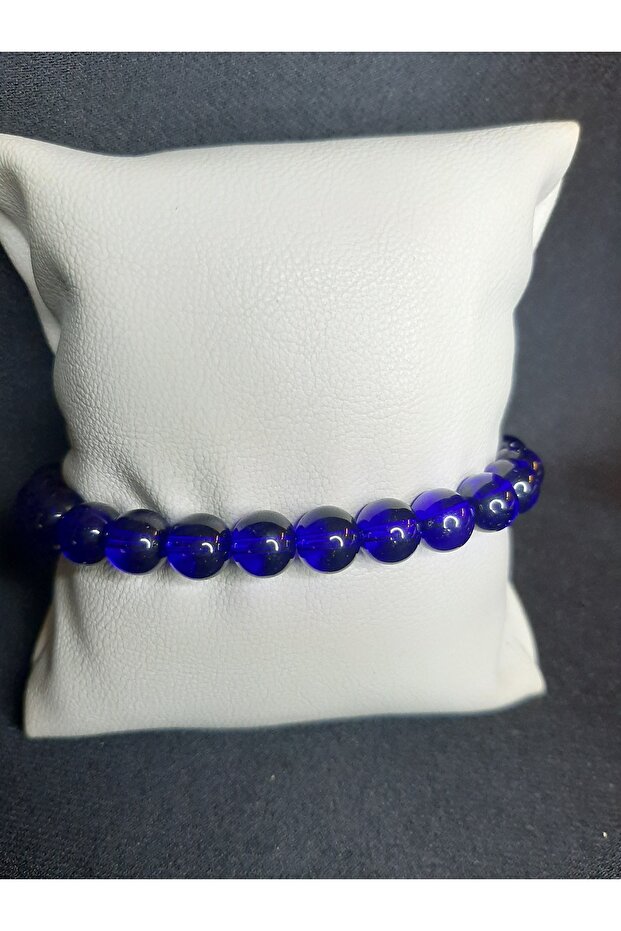 Simple and Stylish Transparent Navy Blue Glass Bead Bracelet Unisex