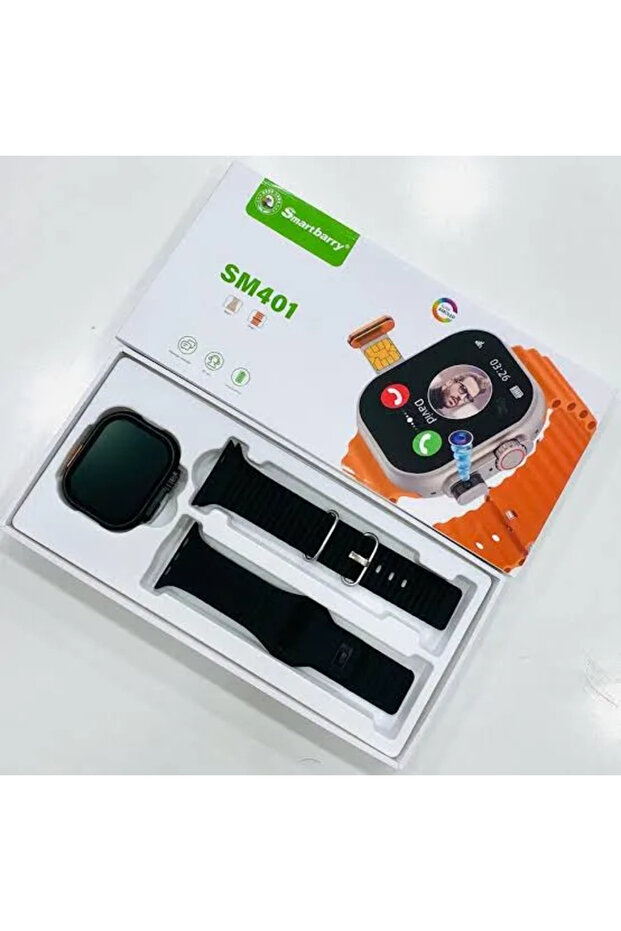 ساعة ذكية Smartbarry Sm 401 مزودة ببطاقة SIM 4G وكاميرا وحزامين
