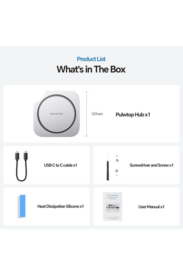 قاعدة تثبيت PULWTOP لجهاز Mac mini M4 مع حاوية SSD M.2 سعة 4 تيرابايت (SSD غير متضمن)، Mac mini M4/ M4 Pro Hub Stan - 7