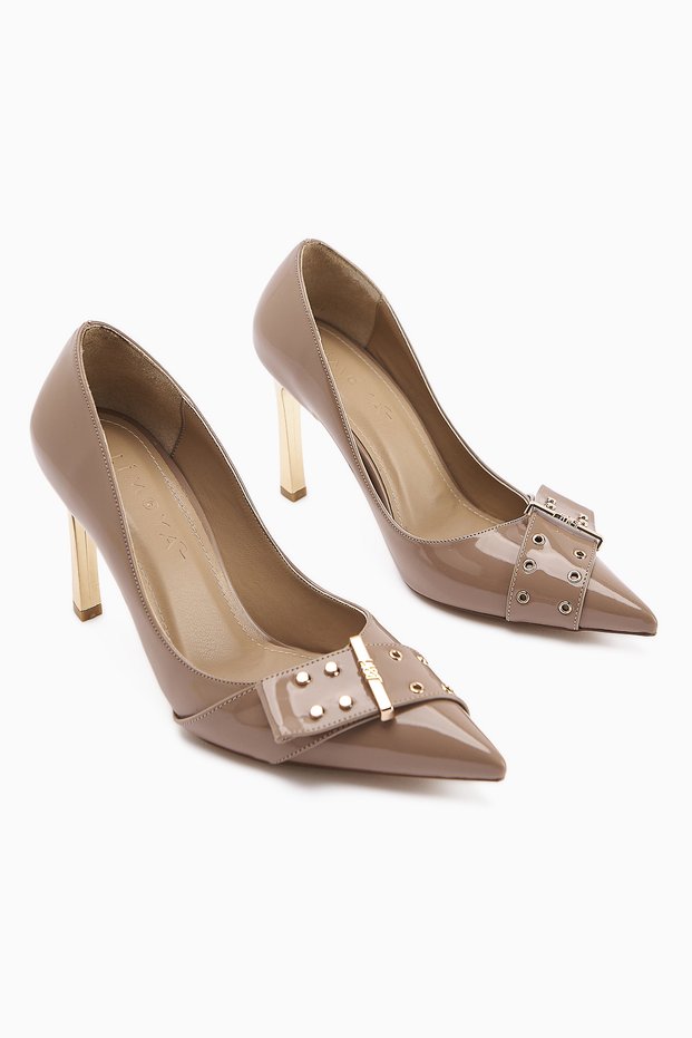 Sven Mink Patent Leather Detailed Women's Heeled Shoes