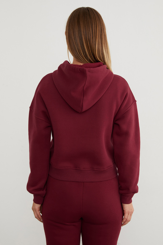 3 İplik Basic Kapüşonlu Sweatshirt - 5