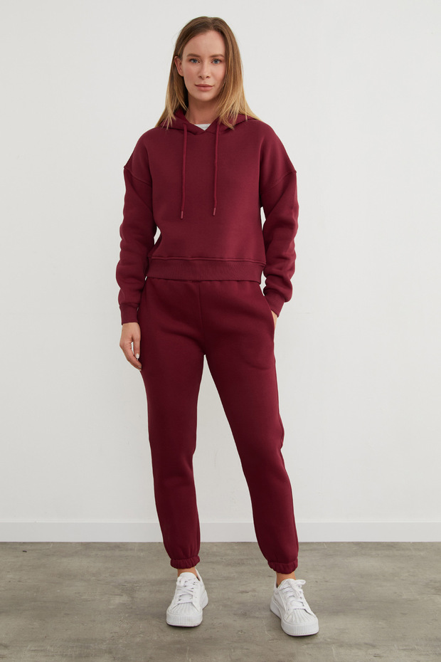 3 İplik Basic Kapüşonlu Sweatshirt - 3