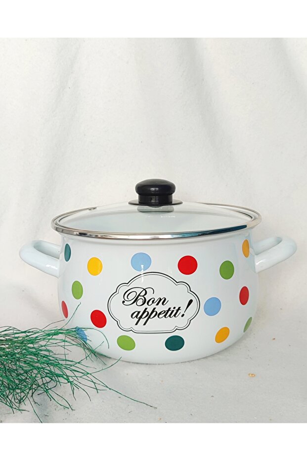 Polka Dot Bon Appetite Enamel Pot 4 Liters 22 cm Diameter