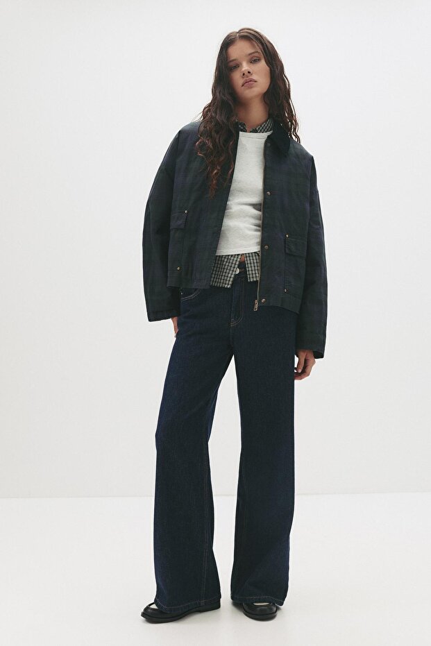 Kadife yakalı mumlu görünümlü ceket - 3