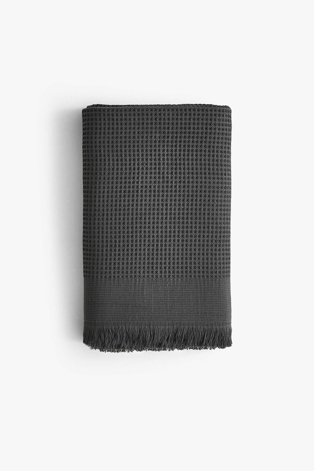 Anika Waffle Bath Towel Anthracite 100X150