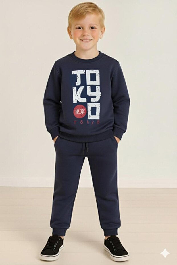 Tokyo Japan Printed Boys' Tracksuit / Sweatshirt Set