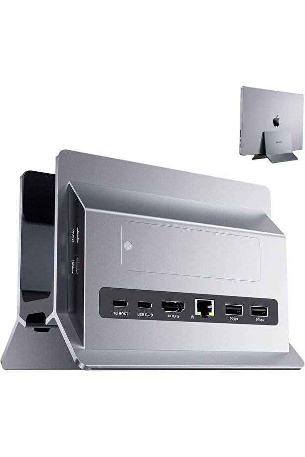 Vertical MacBook Docking Station, PULWTOP Docking Station for Mac Mini with M.2 NVMe case for MacBoo - 1