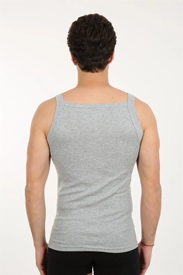 قميص داخلي رجالي من الليكرا بحزام سميك باللون الرمادي - 3