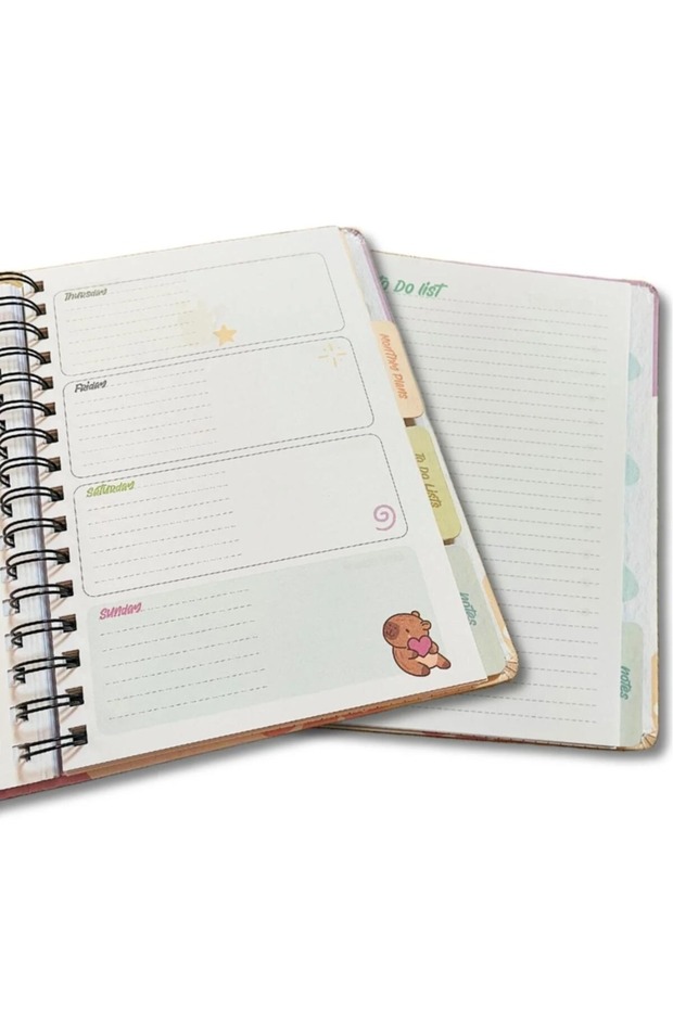Gıpta Capybara A5 120 Sheets Hardcover Spiral Bound Planner Notebook with Elastic Closure (7827) - 2