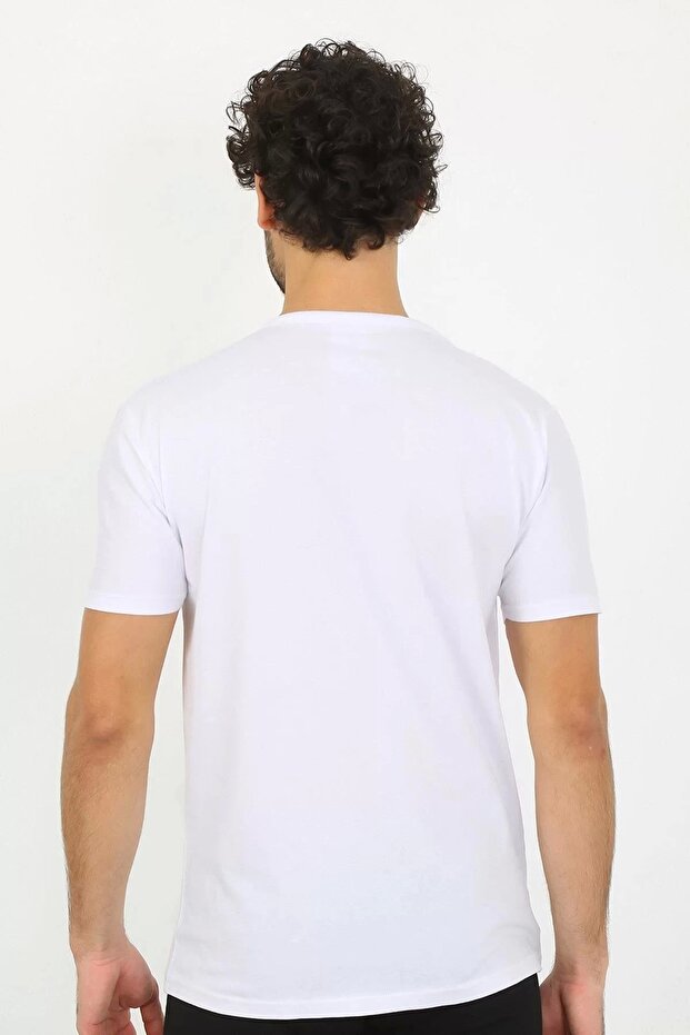 قميص داخلي رجالي أبيض من القطن الممشط برقبة على شكل حرف V - 6