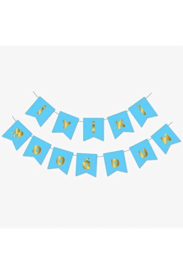 لافتة عيد ميلاد مطلية بالذهب الأزرق