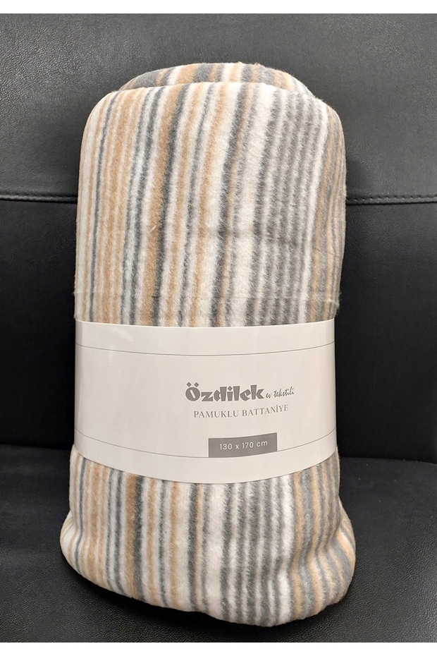 Cotton Laptop Tv Blanket (130X170)-Striped Camel