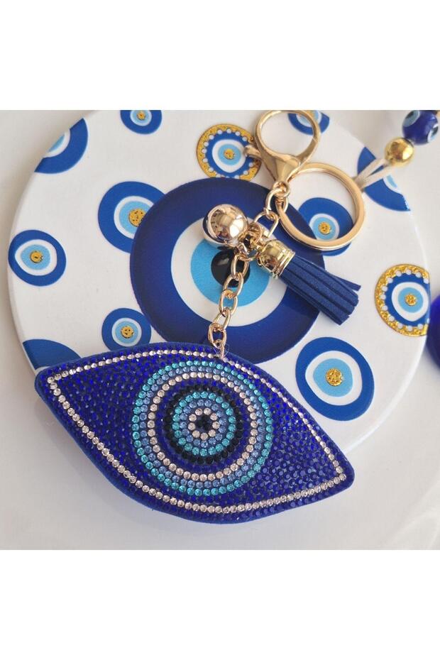 Luxury Gift Evil Eye Beaded Stone Eye Keychain - Bag Ornament (14,X9,5 cm)