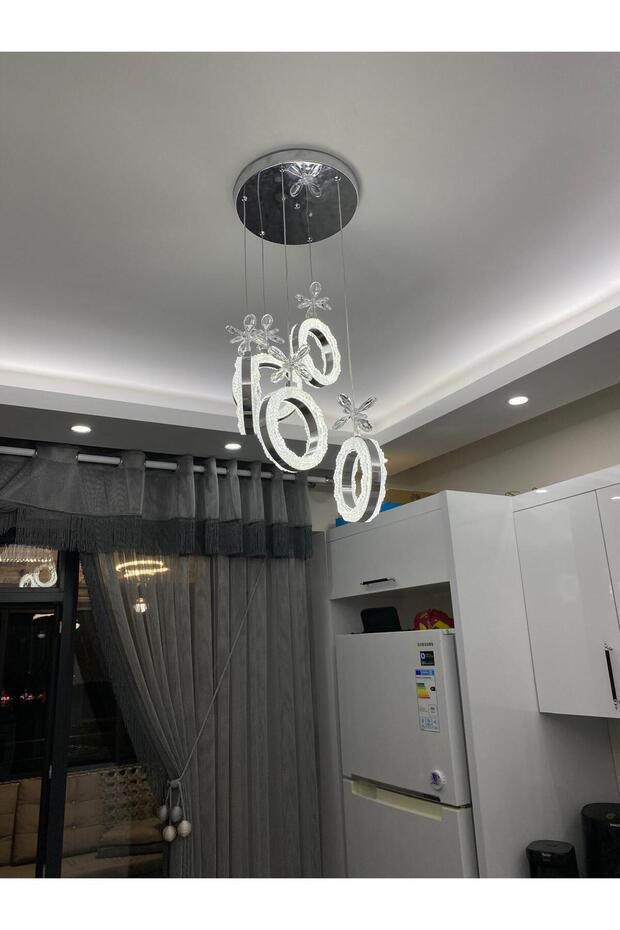 Maya Avize 5'li Silindir Krom Kristal Led Avize - 2