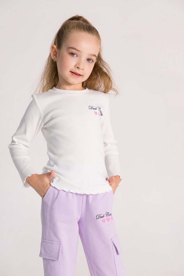 Crew Neck Ribbed Hem Wavy Camisole Girls' Bodysuit
